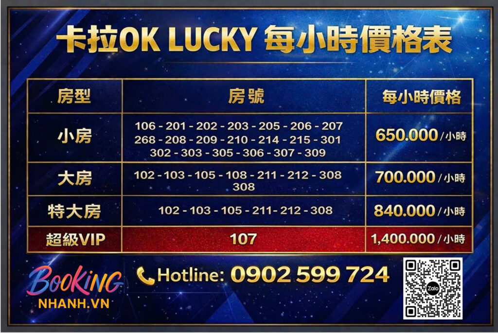 Bảng Giá Lucky 2000 KTV Chinese